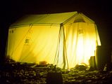 23 Kitchen Tent At Night At Concordia I went to bed at Concordia, dreaming of finally reaching K2 base camp the next day. The crew stayed up a little longer in their kitchen tent, talking and singing.